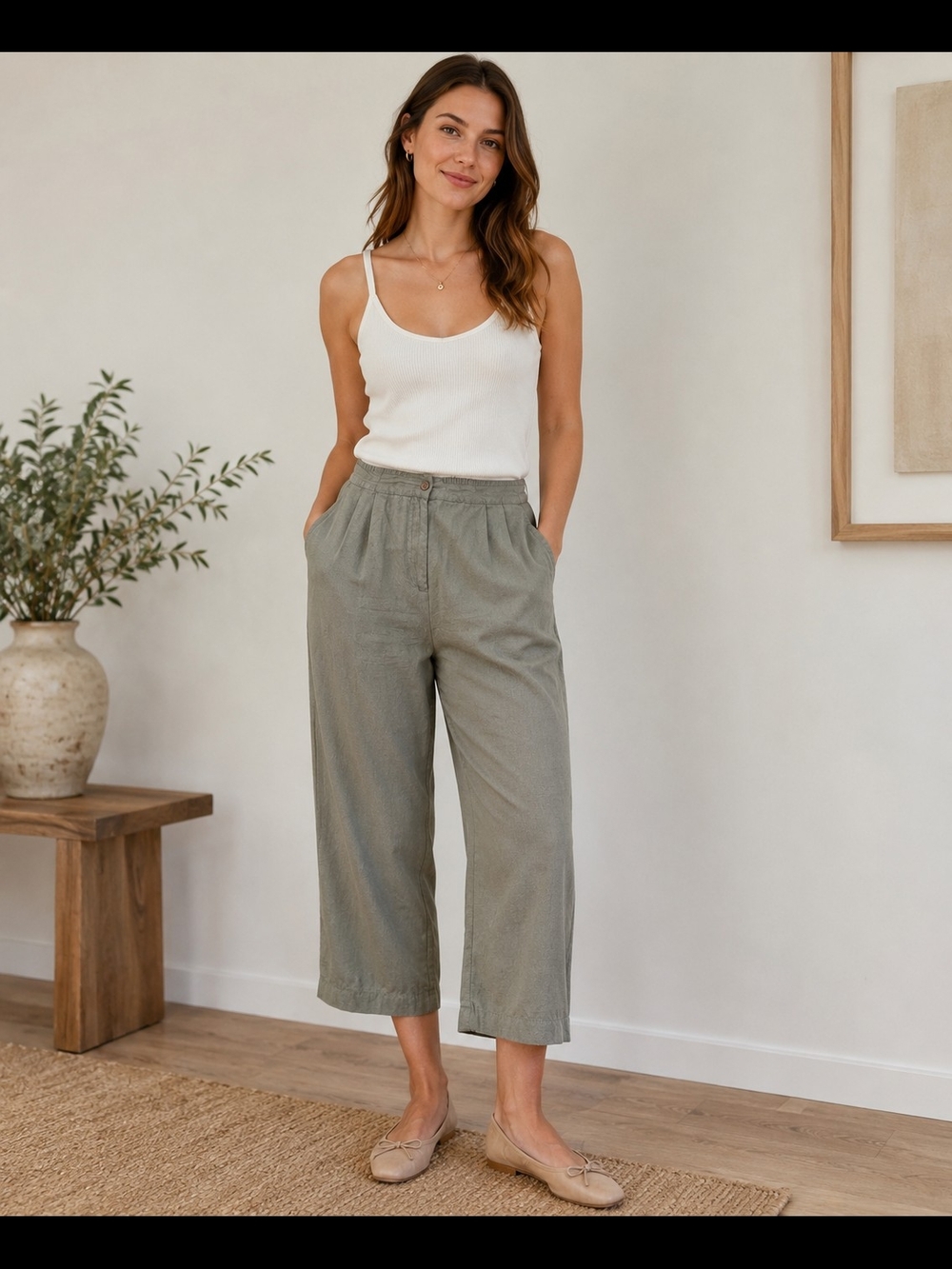 Vintage Casual Connection 100% Silk Wide Leg Cropped Pants